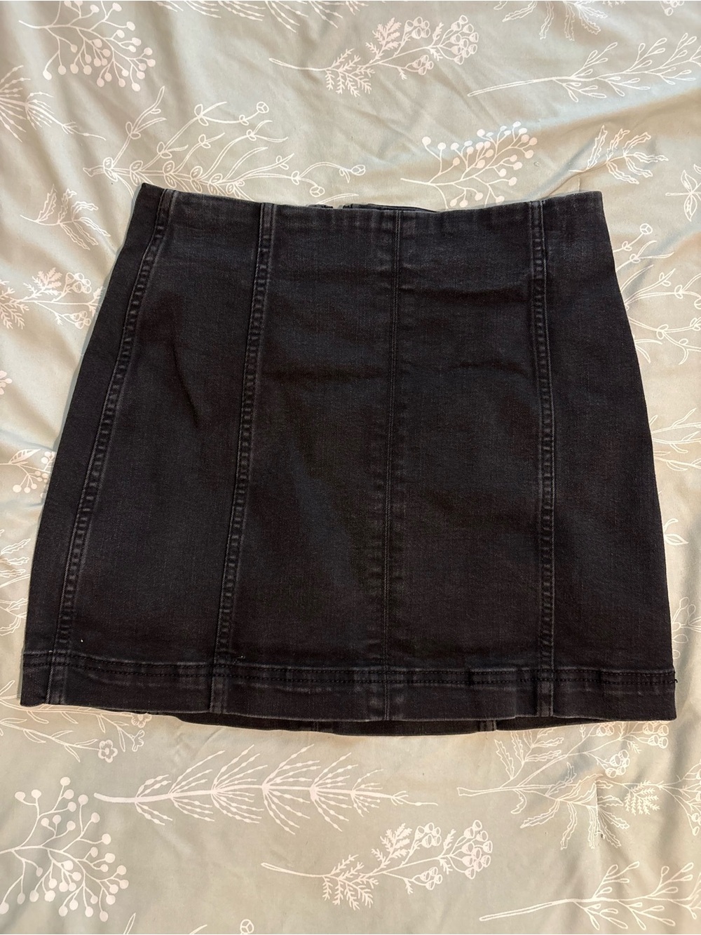 wild fable Black Denim Mini Skirt with Panel Stitching